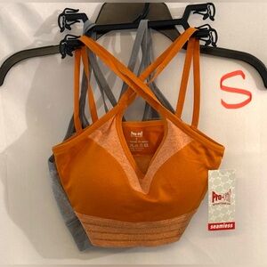 Pro-Fit Seamless Sports Bra - Orange and Gray